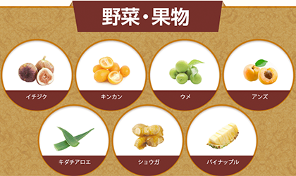 イチジク、キンカン、ウメ、アンズ、キダチアロエ、ショウガ、パイナップル