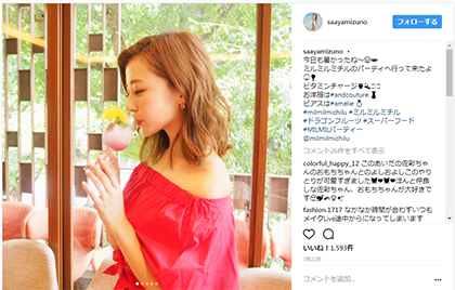 モデル水野佐彩もミルミルミチルを愛用